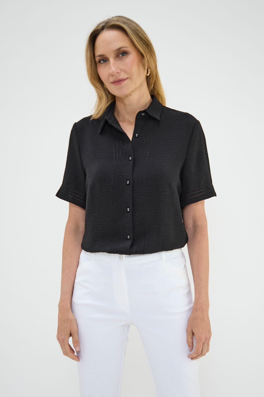 Blusa Camisera Abotonada Negro Ma Griffe 14002224006102-0