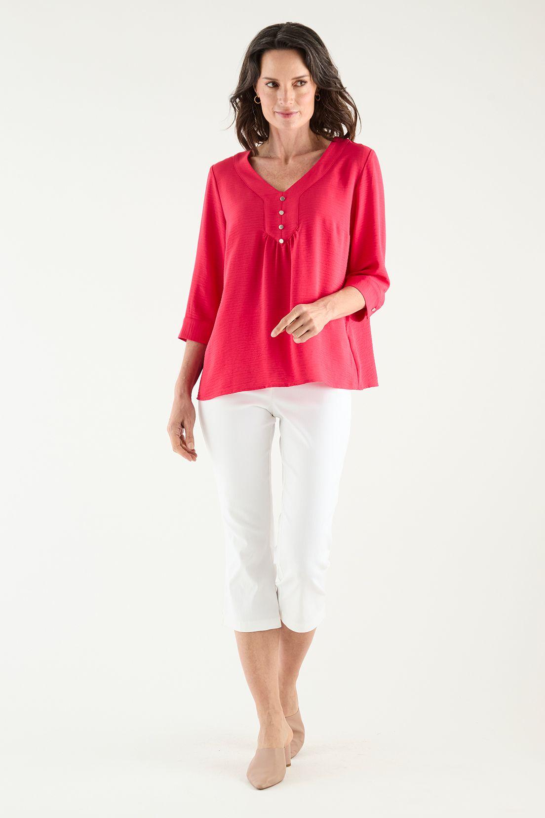 Blusa Escote En V Con Botones fucsia Ma Griffe 14002125004116-0