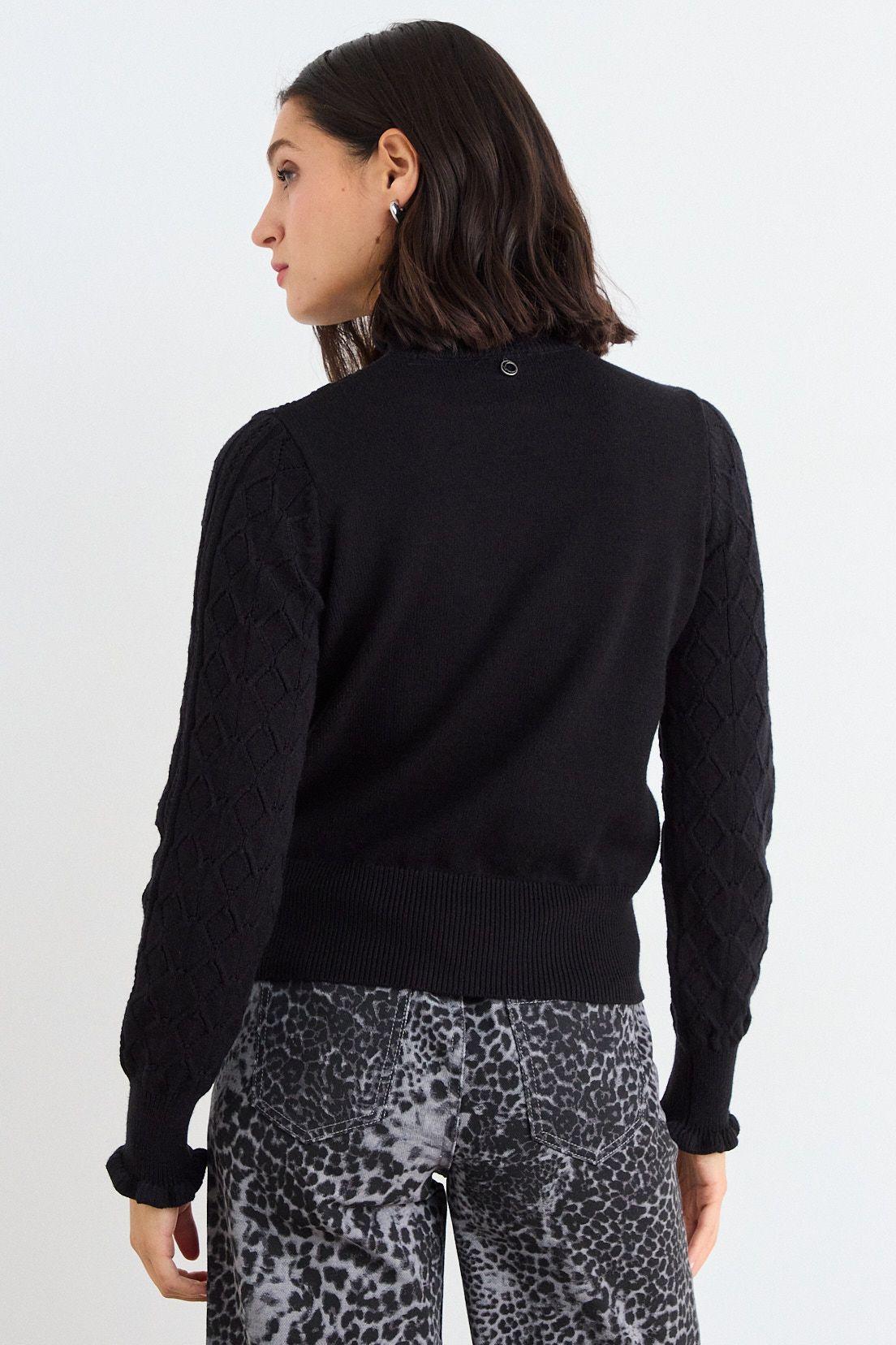 Sweater Cuello Alto Ondulado Negro iO 18120126019102-2