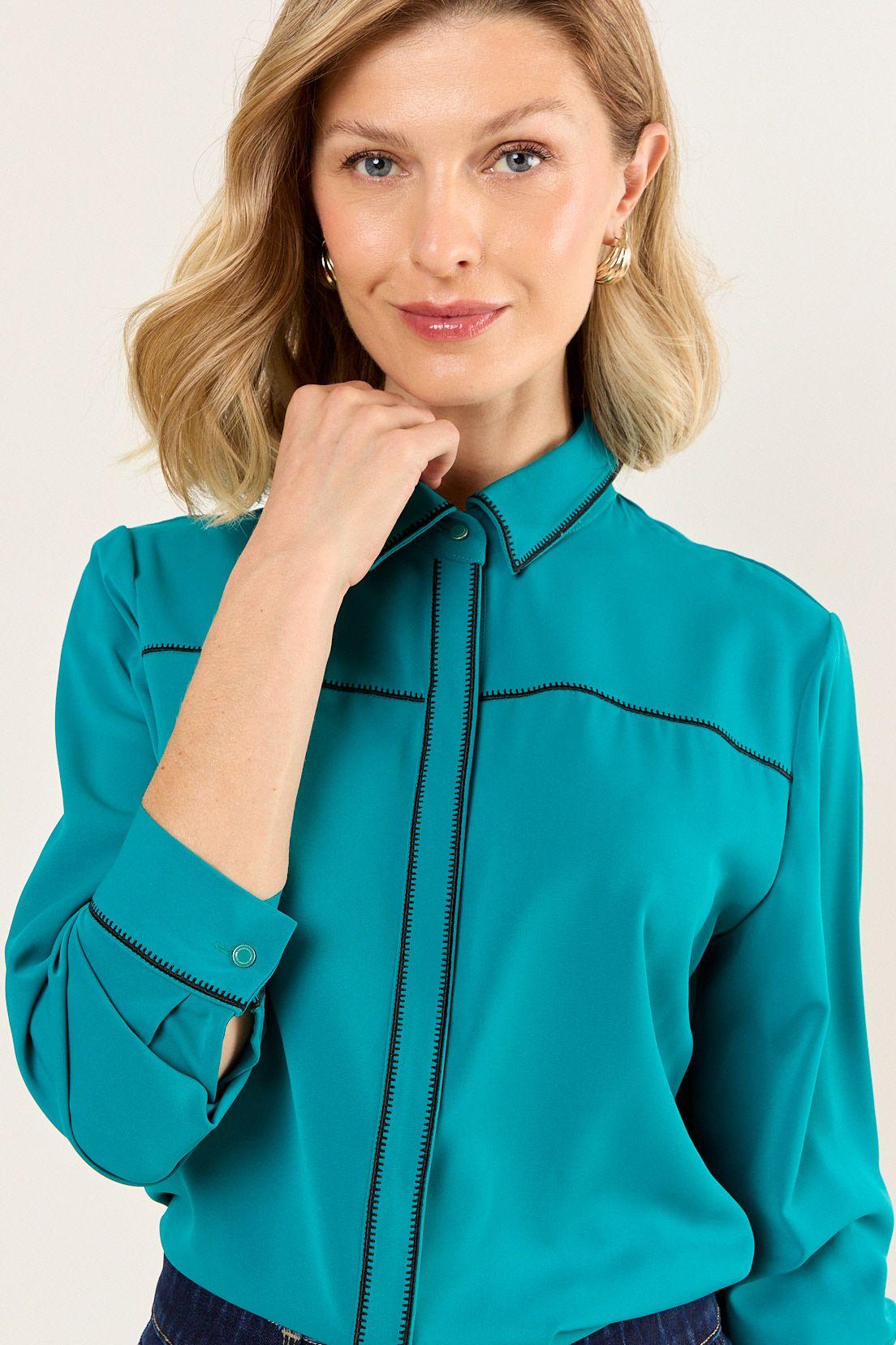 Blusa Bicolor Verde Ma Griffe 14002126057217-1