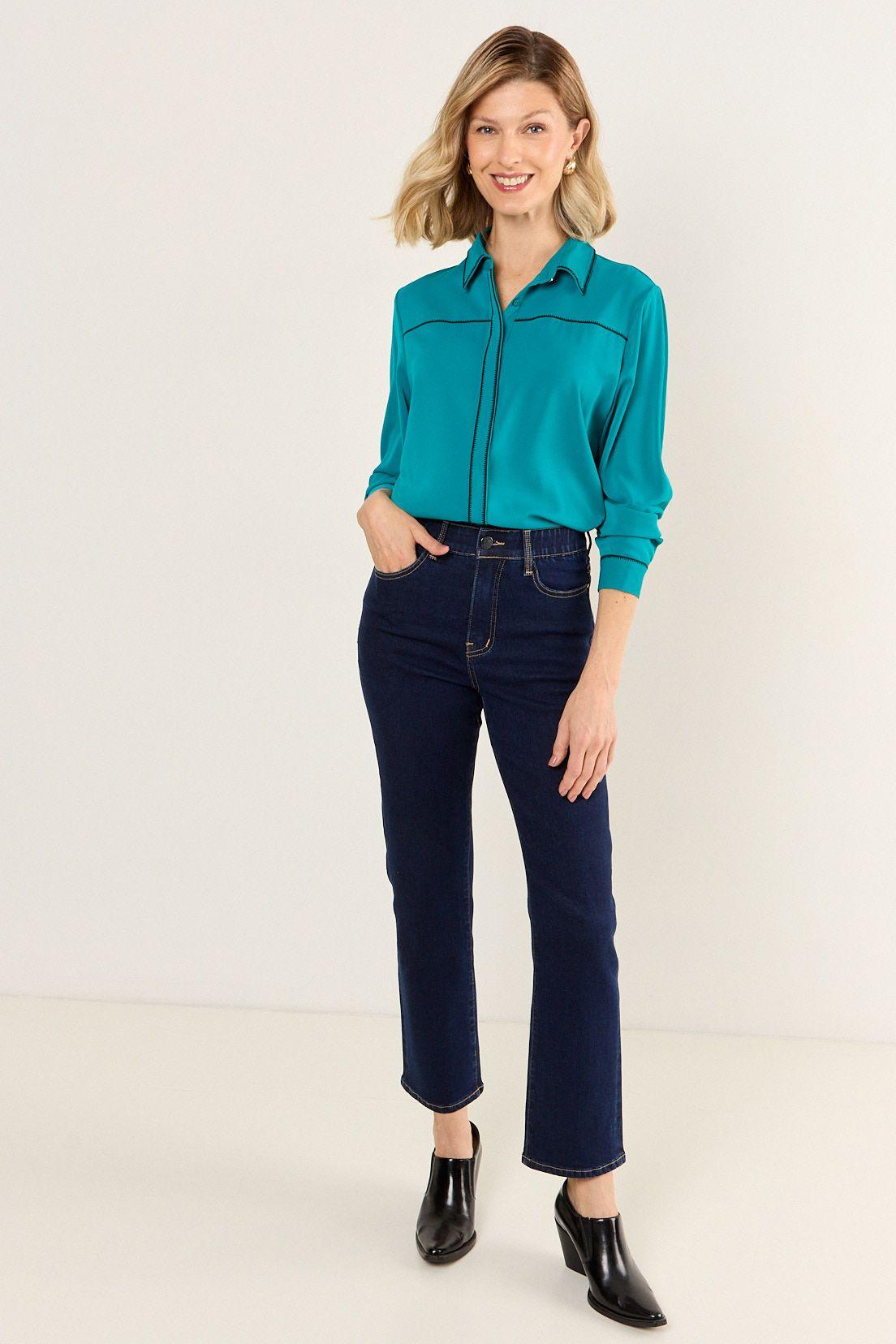 Blusa Bicolor Verde Ma Griffe 14002126057217-3