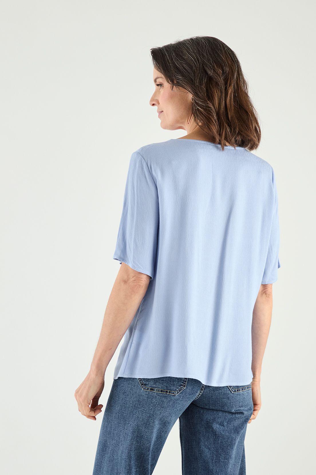Blusa Escote En V Y Manga Corta Celeste Ma Griffe 14002125003110-2