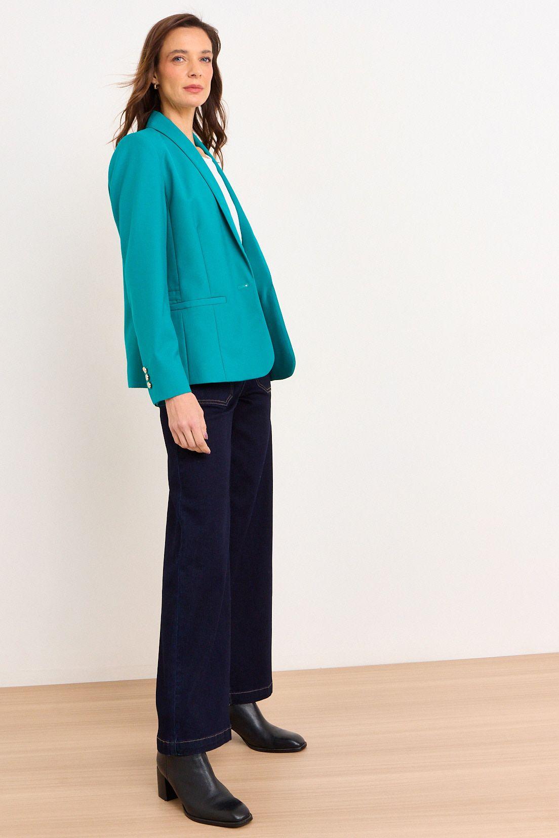 Blazer Cuello Continuo Turquesa Ma Griffe 16002226051217-4