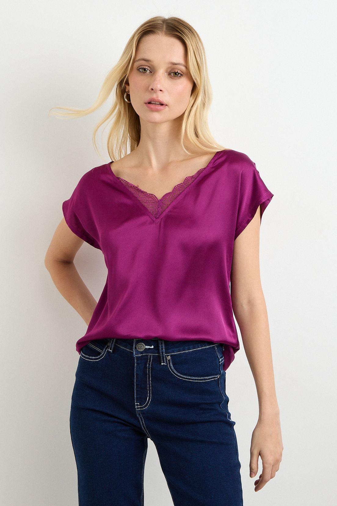Polera Manga Corta Morado Ash 14207125010121-0
