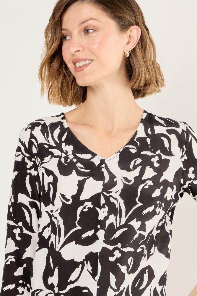 Blusa De Viscosa Estampada Negro Ma Griffe 14102225057102-0