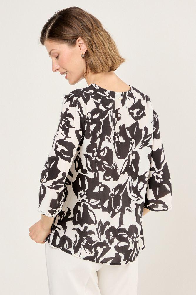 Blusa De Viscosa Estampada Negro Ma Griffe 14102225057102-1