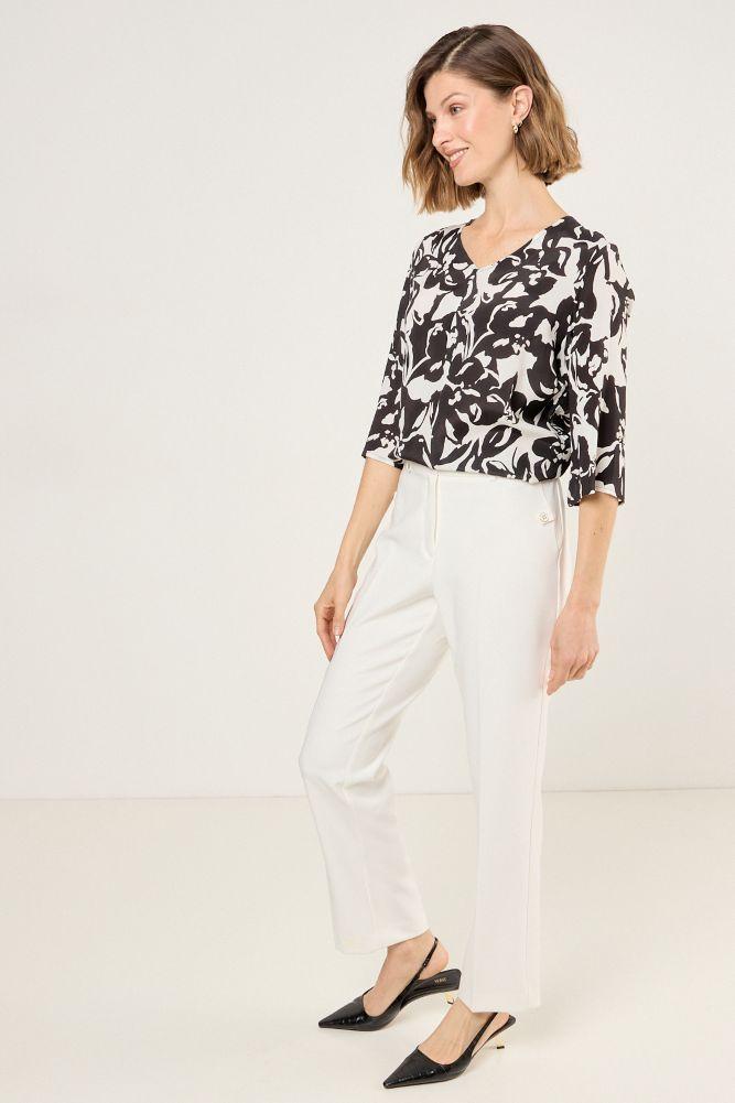 Blusa De Viscosa Estampada Negro Ma Griffe 14102225057102-4