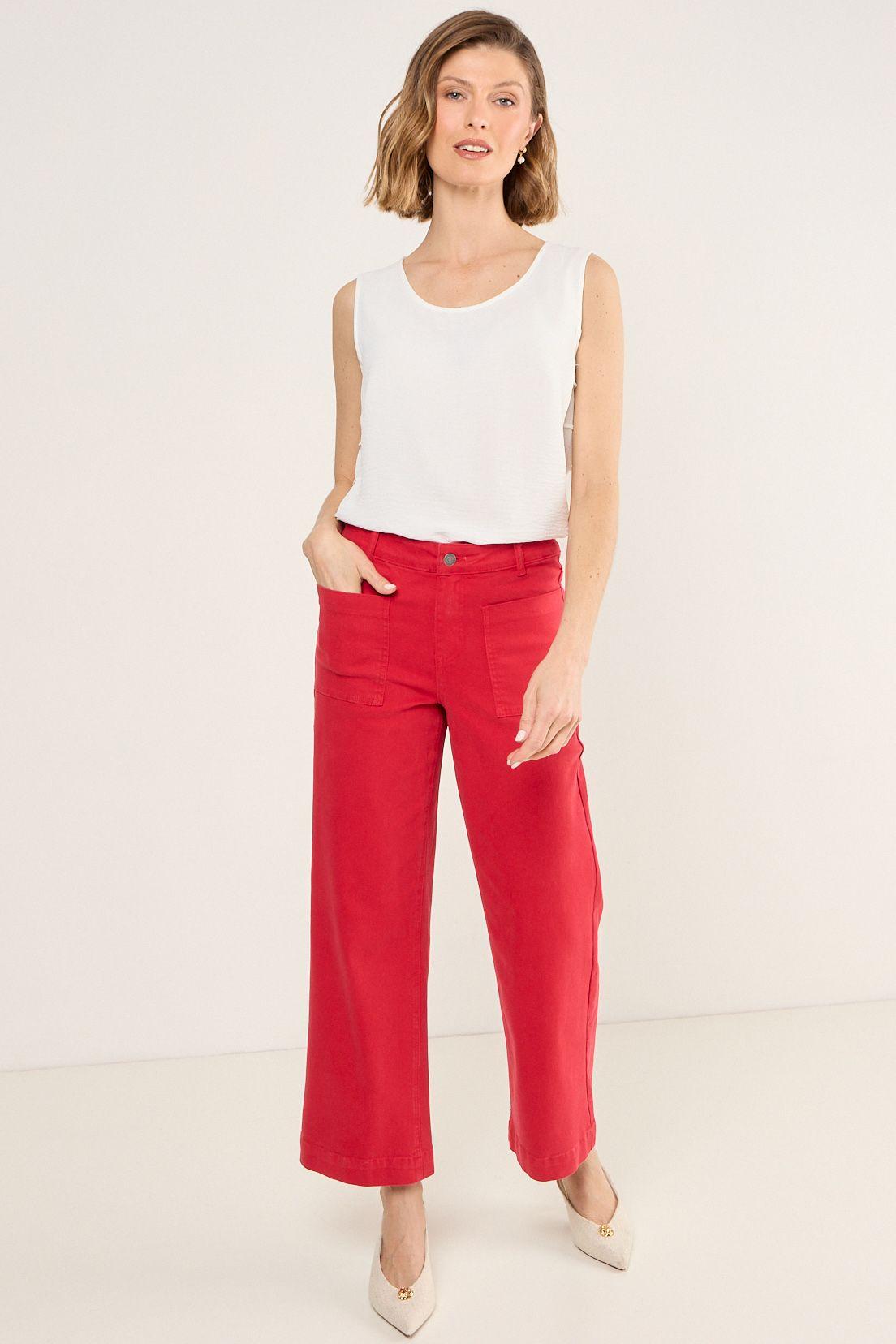Jeans Wide Color Rojo Ma Griffe 11302225009103-0