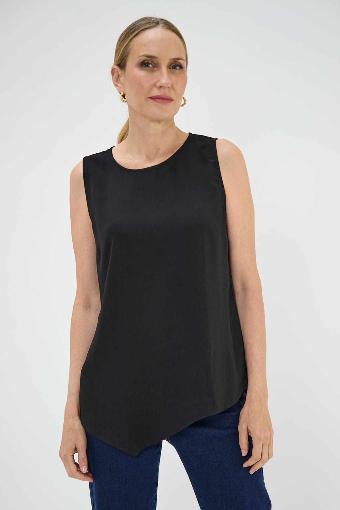 Blusa Sin Mangas Asimetrica Negro Ma Griffe 14002125050102-0