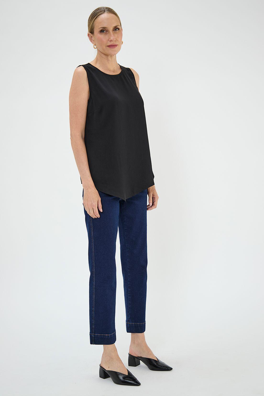 Blusa Sin Mangas Asimetrica Negro Ma Griffe 14002125050102-4