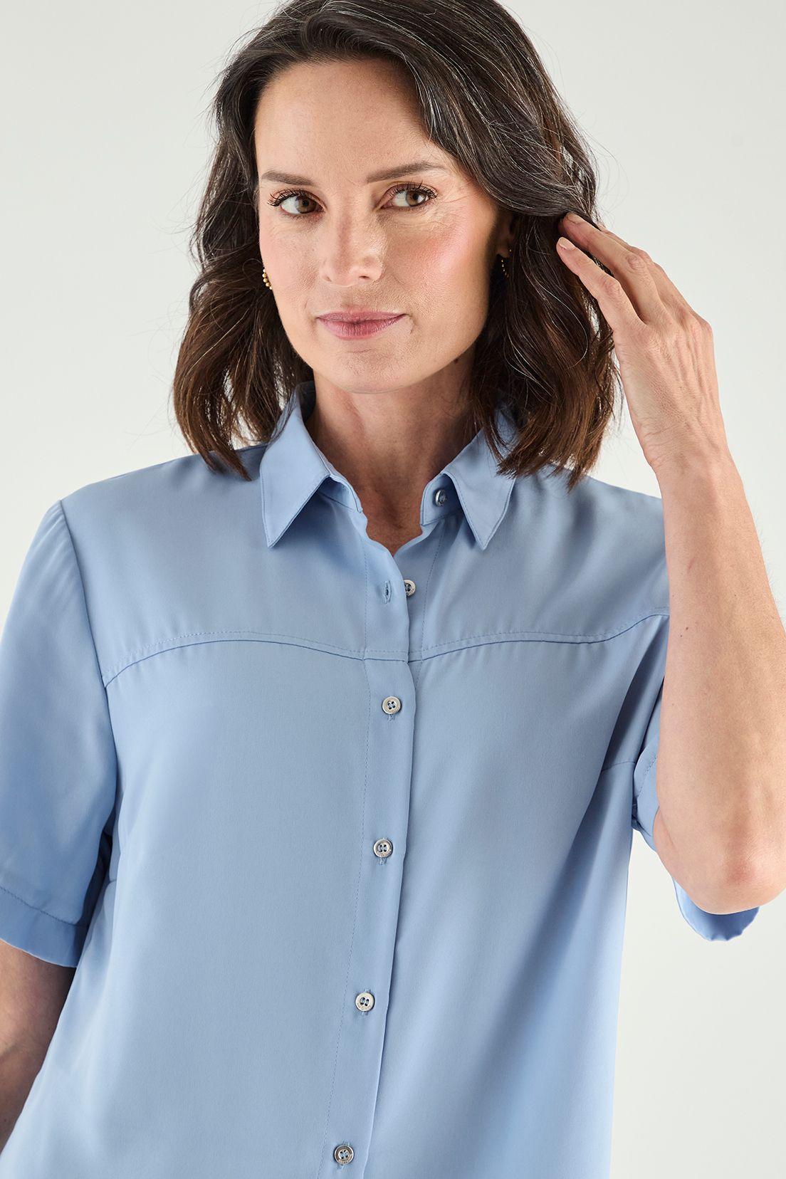Blusa Camisera Manga Corta Celeste Ma Griffe 14002125051110-1
