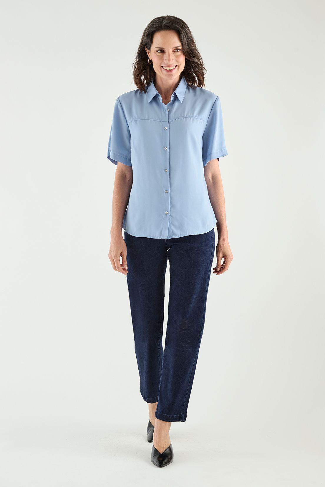 Blusa Camisera Manga Corta Celeste Ma Griffe 14002125051110-4