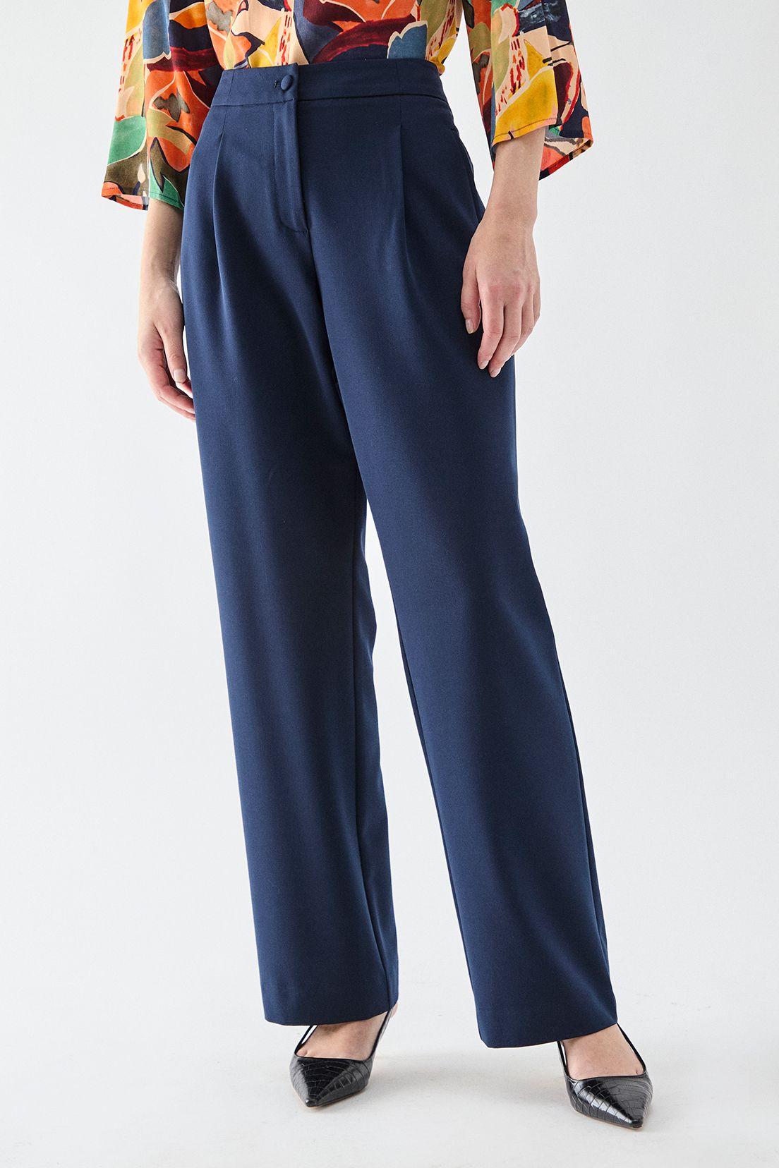 Pantalon Recto Pinzas Azul Ma Griffe 11002224058104-1