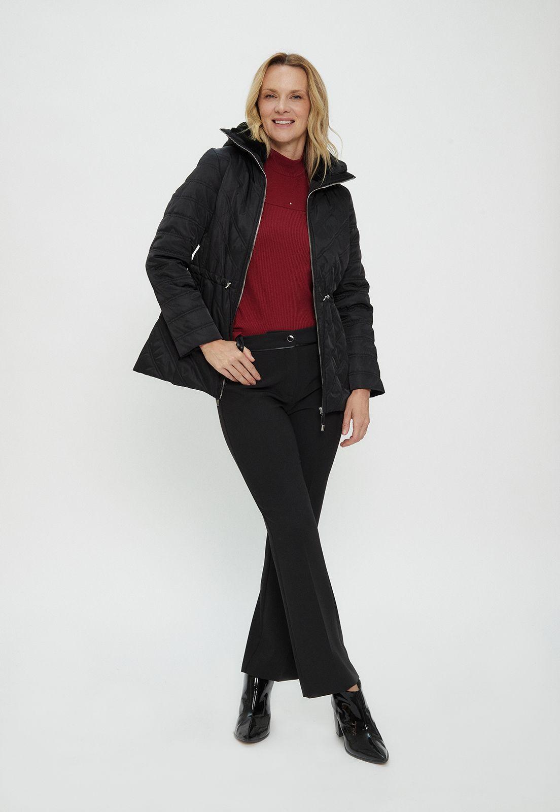 Parka Con Cuello Peludo Y Gorro Negro Ma Griffe 17602124006102-0