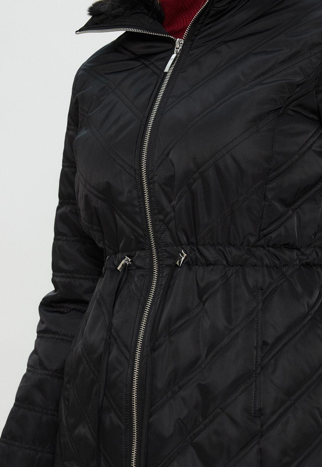 Parka Con Cuello Peludo Y Gorro Negro Ma Griffe 17602124006102-2