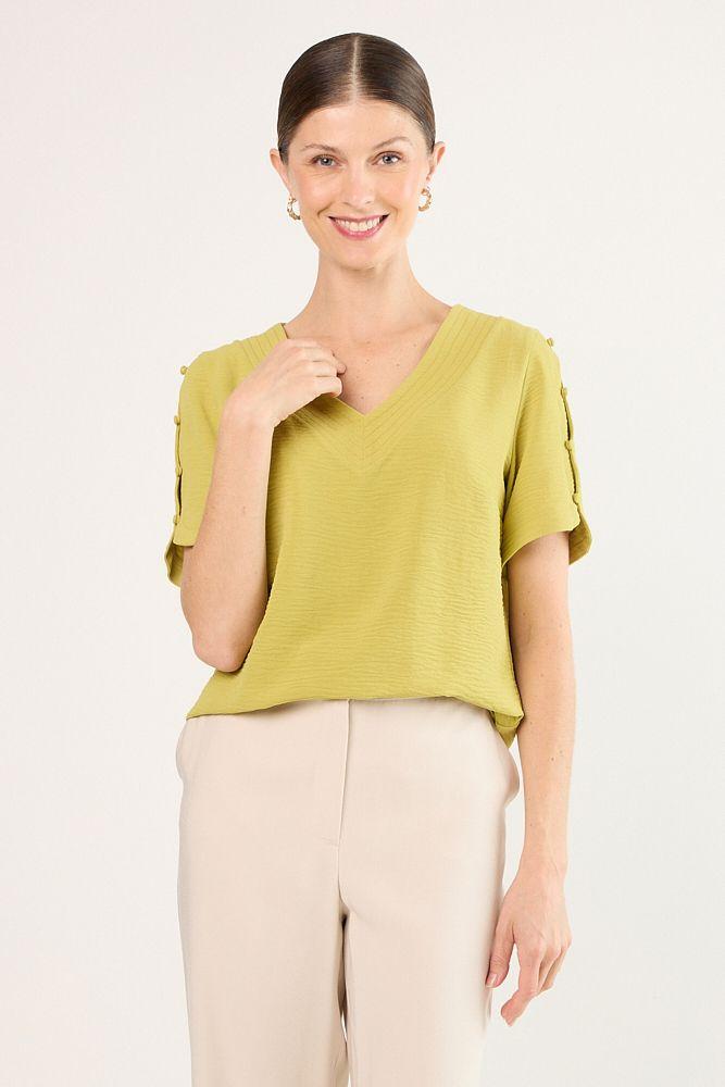 Blusas Manga Corta Verde Ma Griffe 14002225005137-1