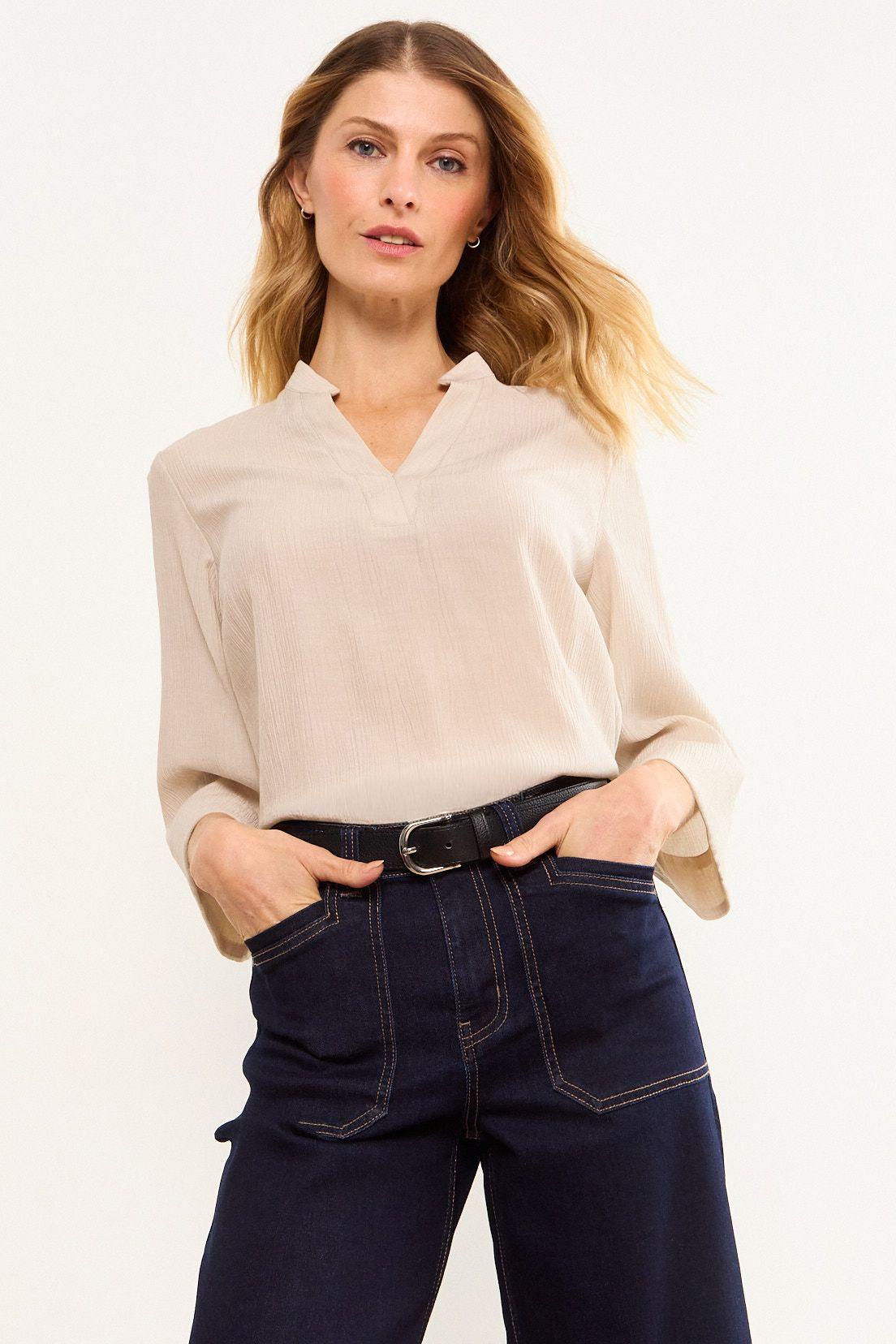 Blusa Holgada Textura Beige Ma Griffe 14002226053106-1