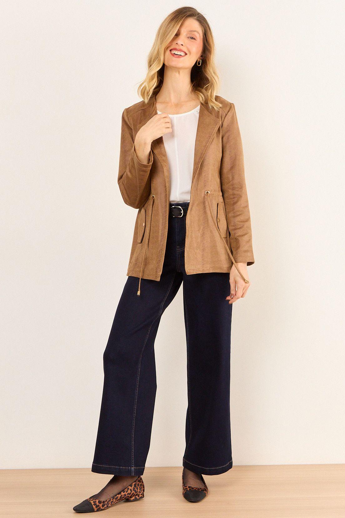 Tapado De Antelina  Con Textura Beige Ma Griffe 15402226001106-3