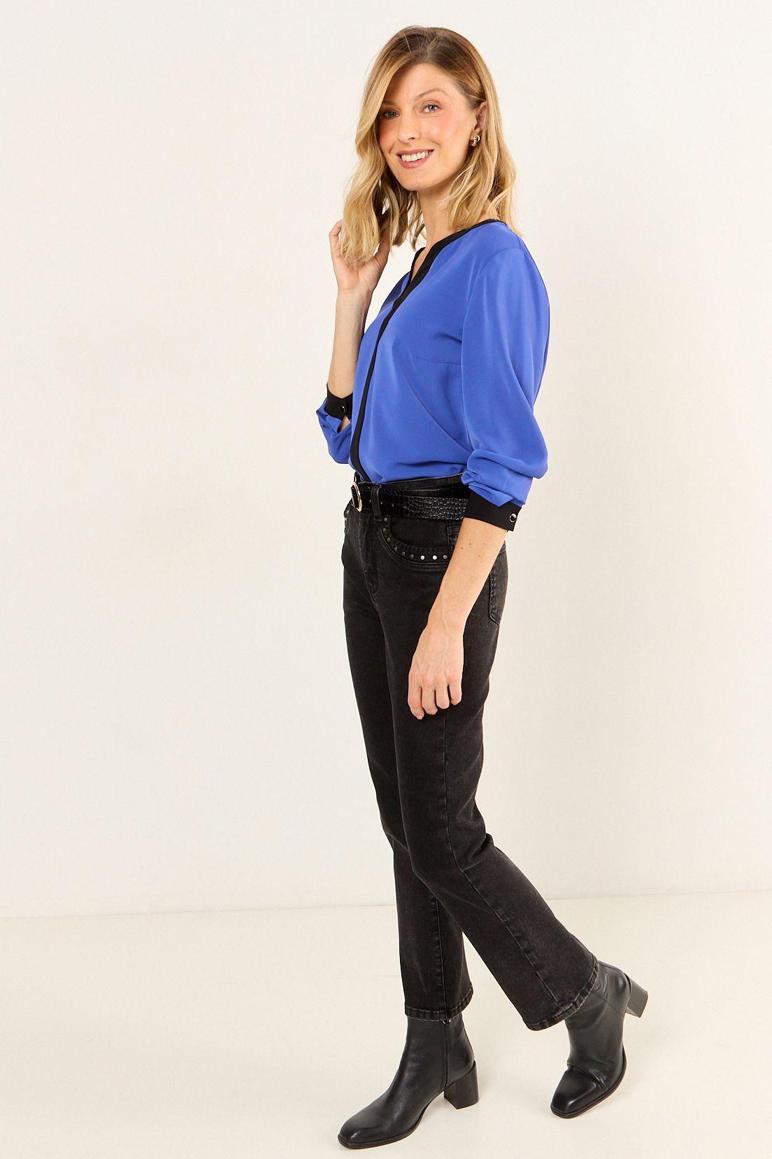 Blusa Lisa Azul Ma Griffe 14002126065134-3