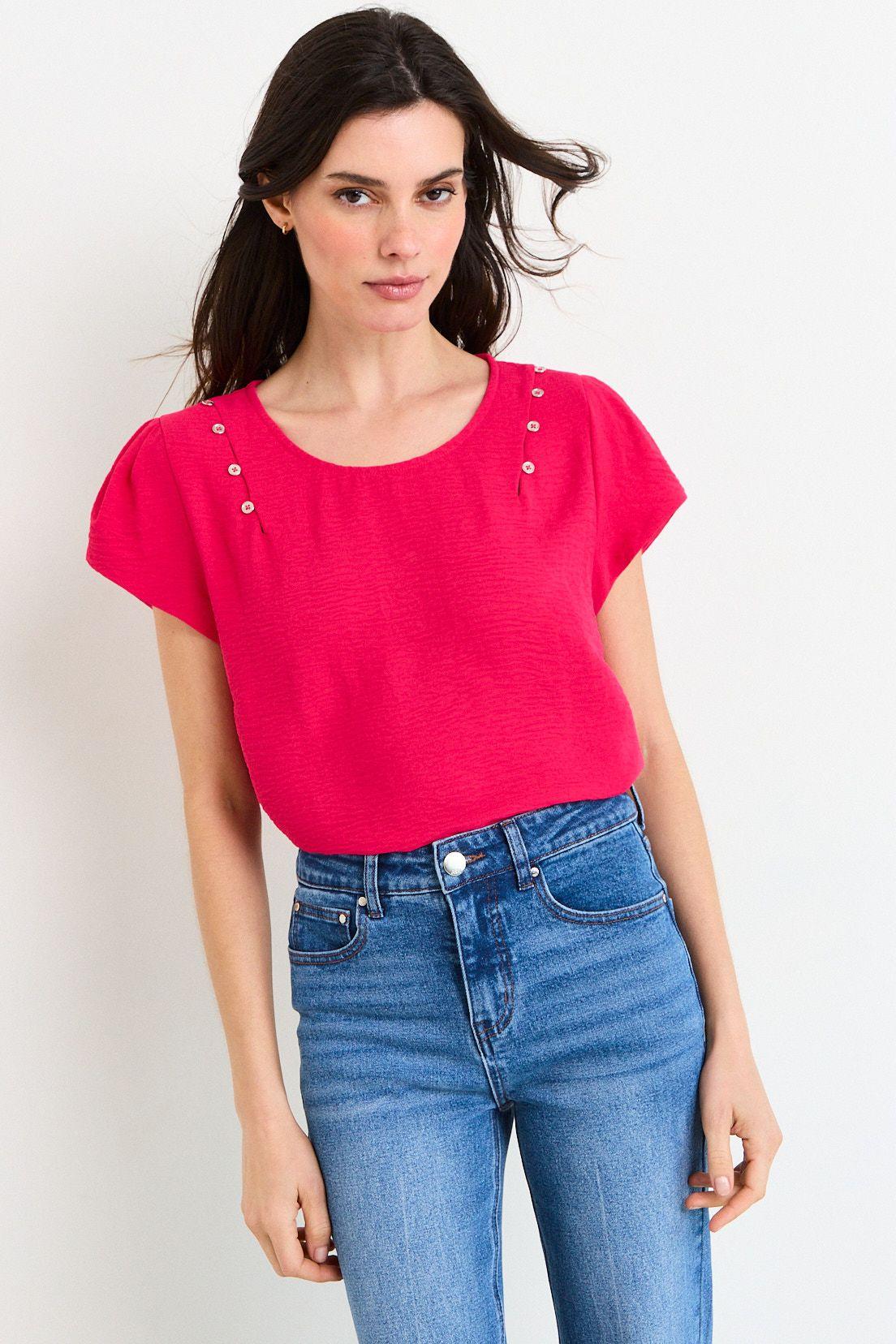 Blusas Manga Corta Fucsia Ash 14007226060116-0