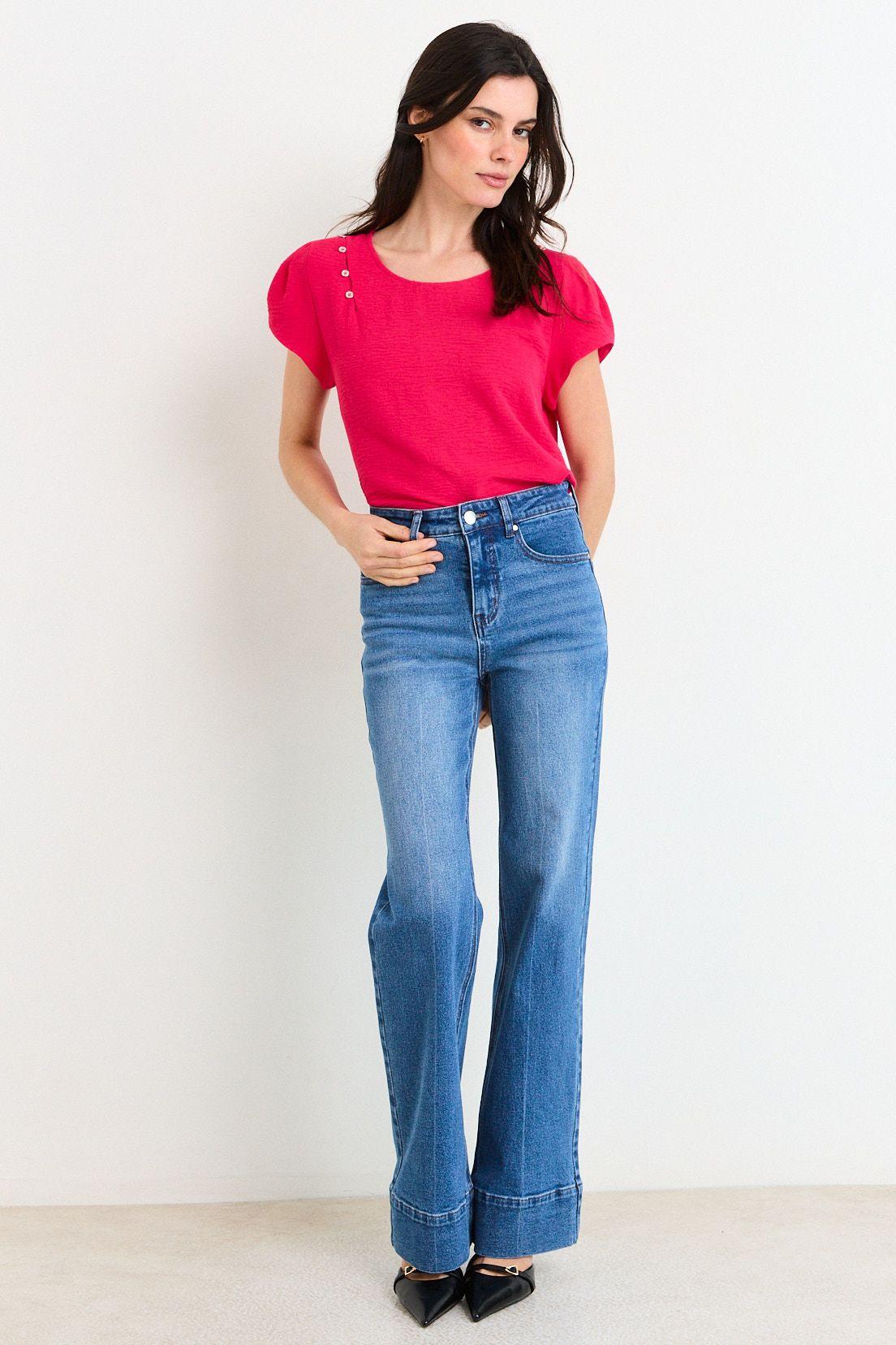 Blusas Manga Corta Fucsia Ash 14007226060116-3
