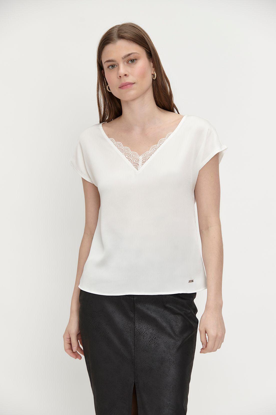Polera Doble Tela Encaje Blanco Ash 14207224006105-0