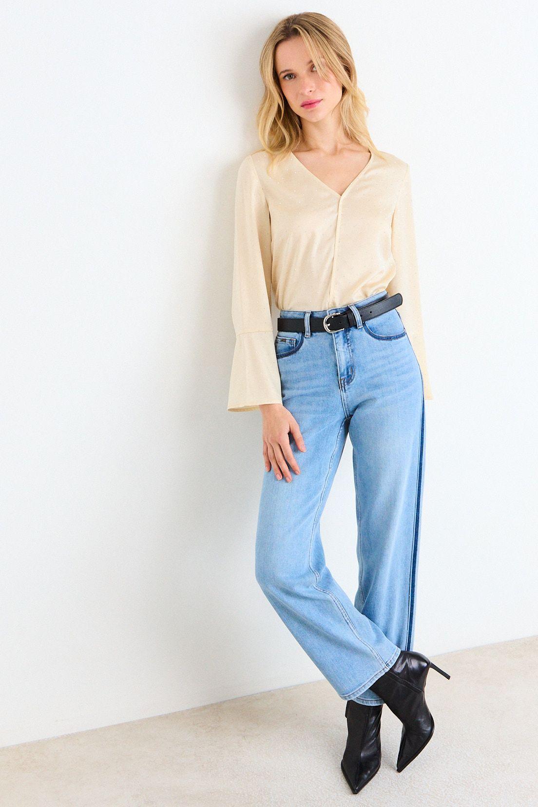 Blusa Lisa Con Strass Beige Ash 14107226050106-4