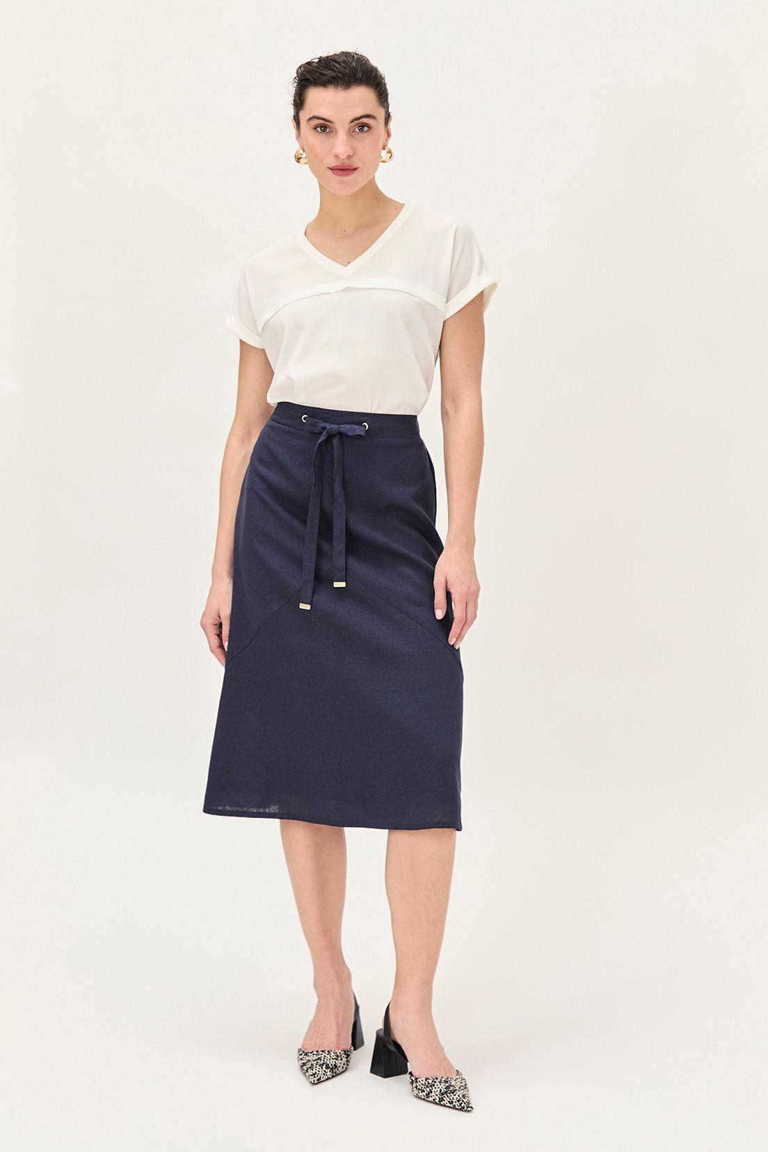 Falda Lino Evase Azul Ma Griffe 12002224054104-0