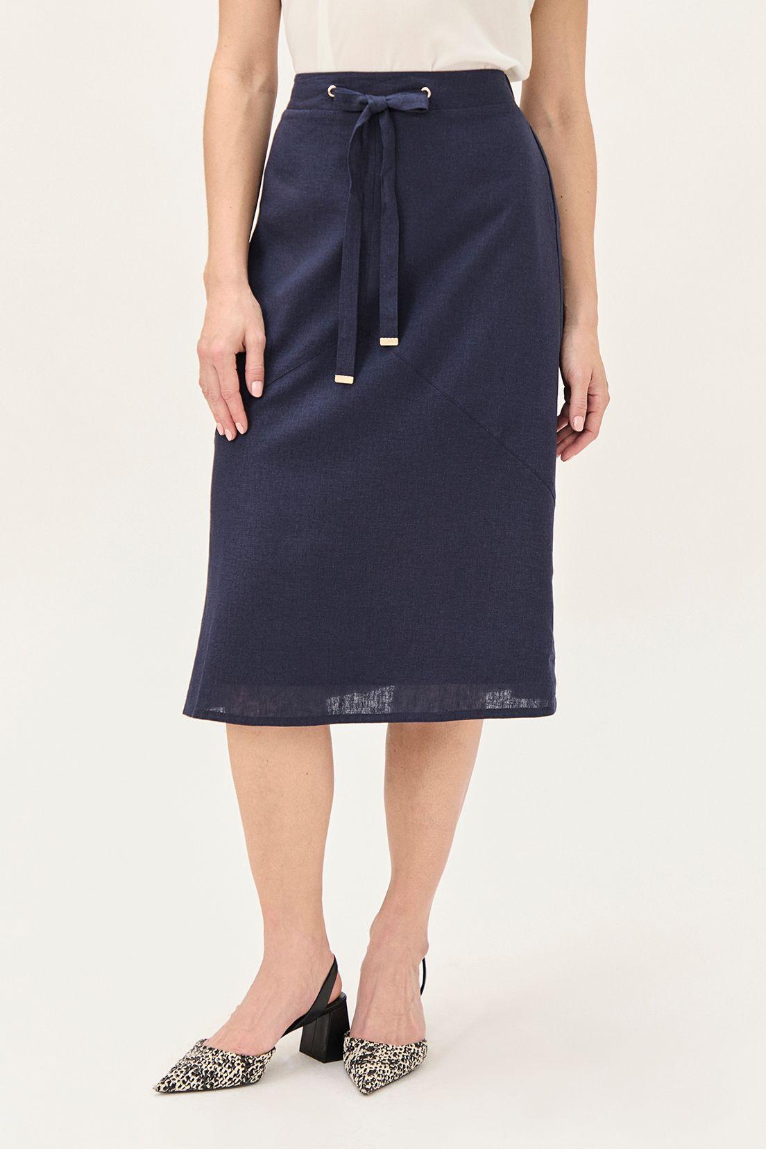 Falda Lino Evase Azul Ma Griffe 12002224054104-1