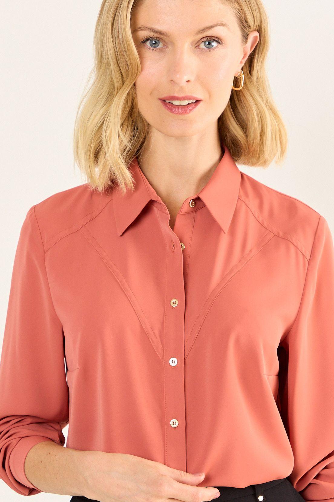 Blusa Camisera Cortes Terracota Ma Griffe 14002126060214-0