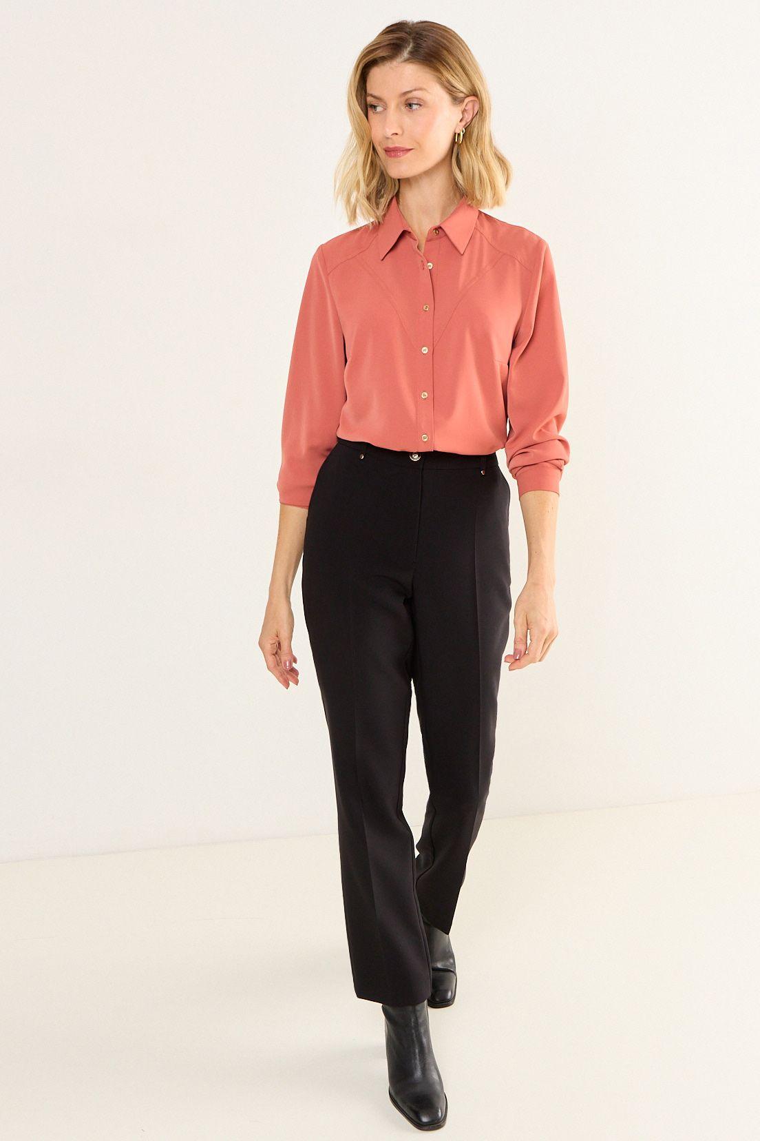 Blusa Camisera Cortes Terracota Ma Griffe 14002126060214-3