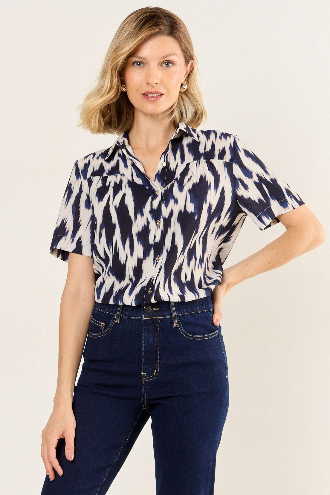 Blusa Camisera Estampada Crudo Ma Griffe 14102126052105-0