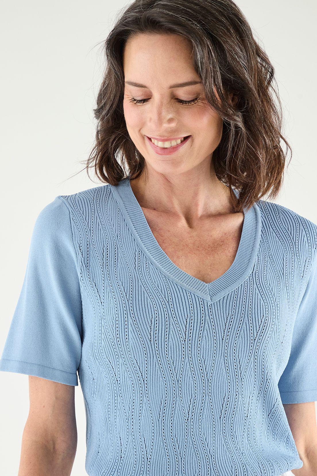 Polera Tejida Celeste Ma Griffe 18202125001110-1