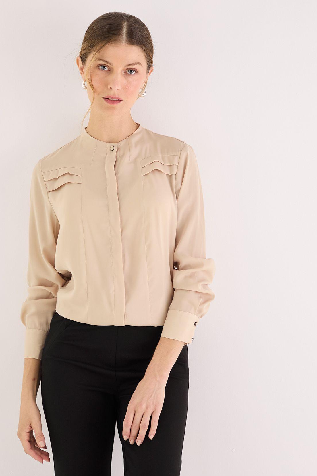 Blusa Escote Cerrado Beige 14002125054106-0