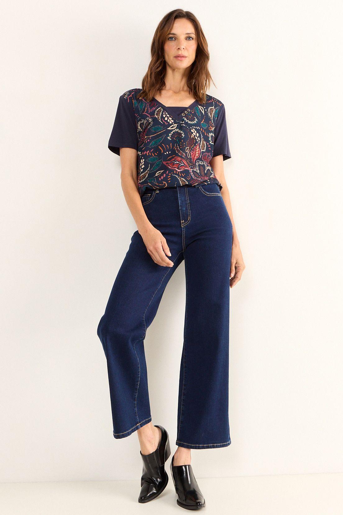 Polera Estampada Doble Tela Azul Ma Griffe 14602126001104-4