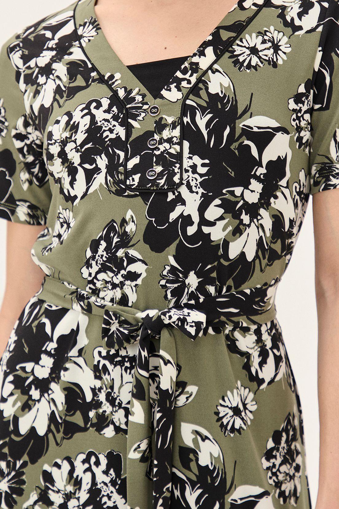 Vestido Escote En V Estampado Negro Ma Griffe 13102224002102-2