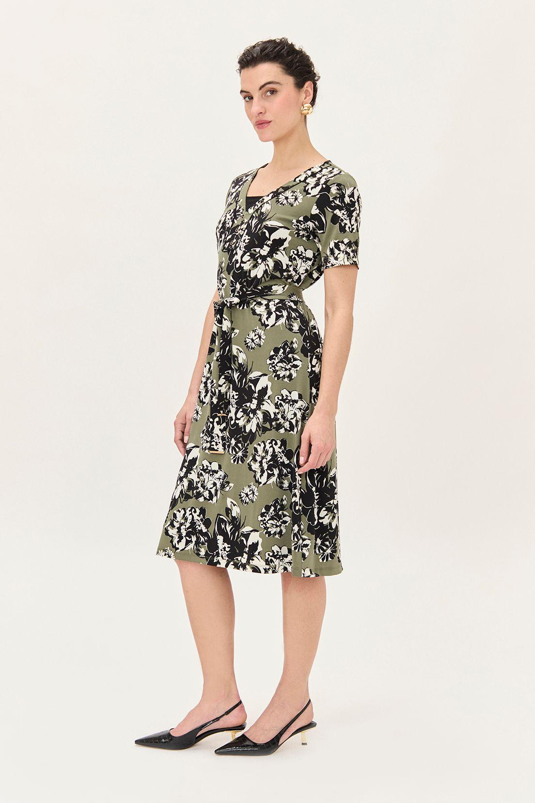 Vestido Escote En V Estampado Negro Ma Griffe 13102224002102-4