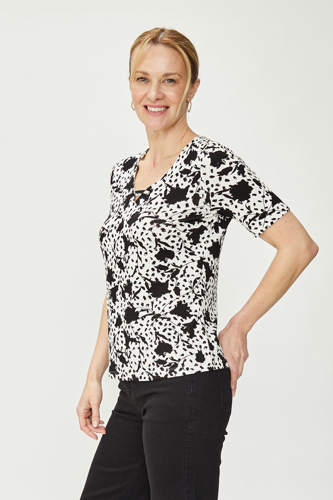 Polera Estampada Flores Blanco Ma Griffe 14602224054105-3