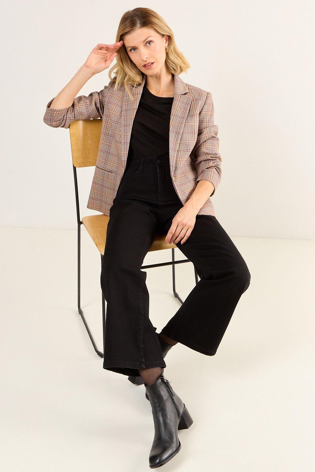 Blazer Diseño Cuadrille Café Ma Griffe 16102126051109-3