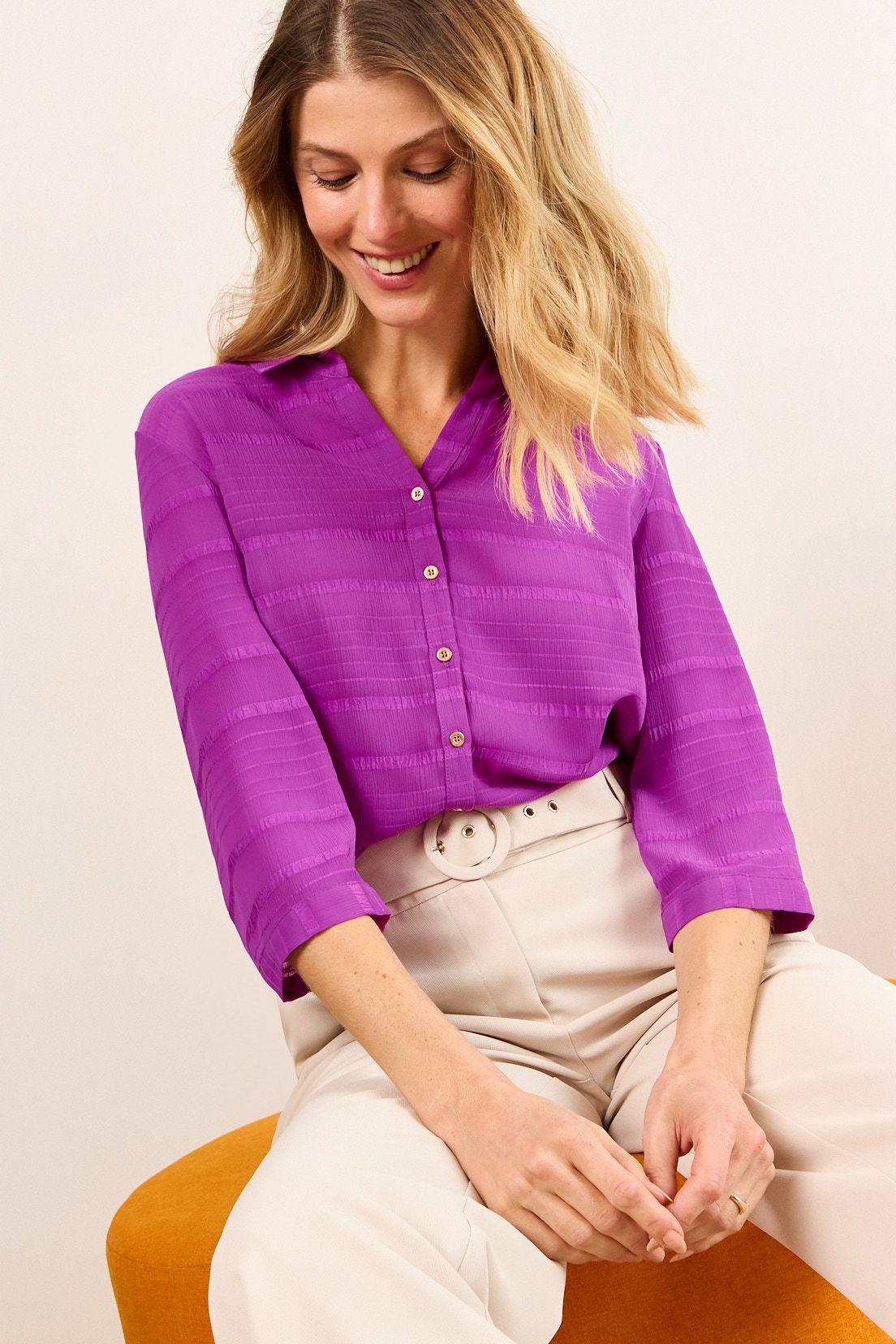 Blusa Camisera Textura Morado Ma Griffe 14002226052121-0