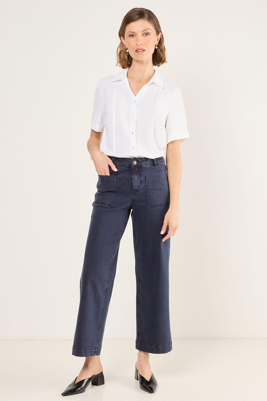 Jeans Wide Color Azul Ma Griffe 11302225009104-0