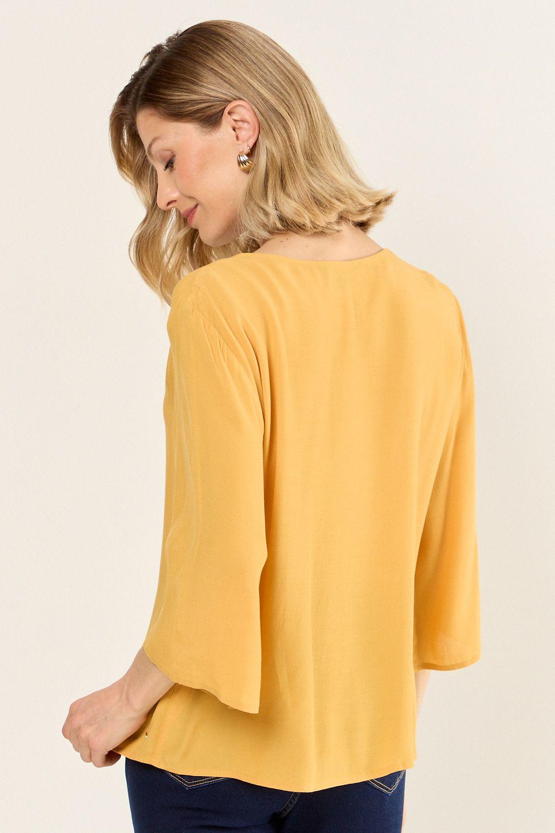 Blusa Escote V Amarillo Ma Griffe 14002126056314-2