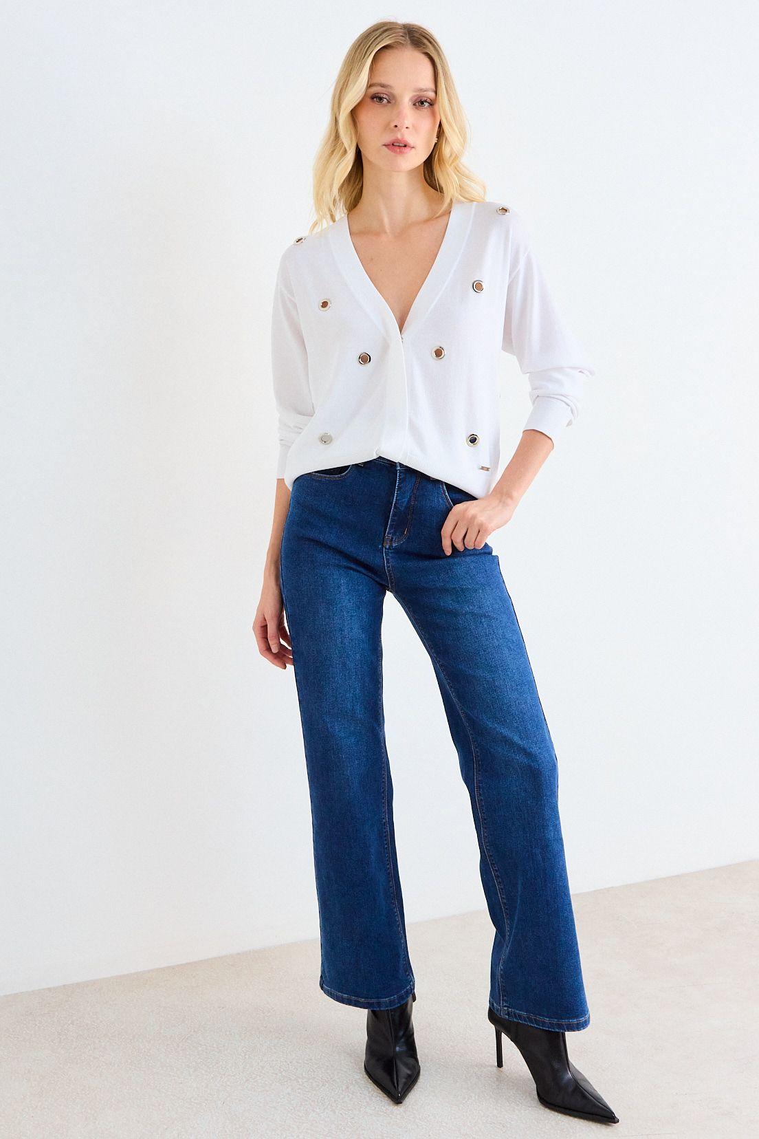 Cardigan Con Aplicaciones Metalicas Crudo Ash 18007126050105-3