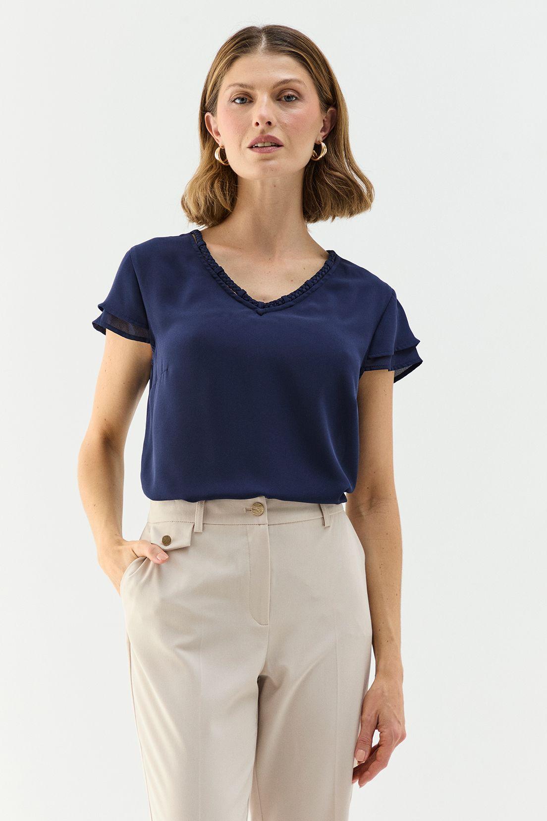 Blusa Lisa Azul Ma Griffe 14004224008104-0
