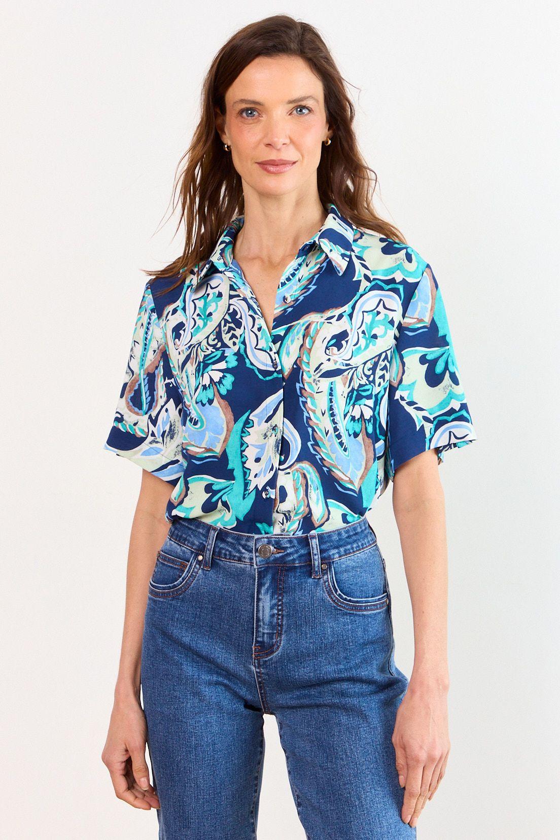 Blusas Manga Corta Azul Ma Griffe 14102226008104-0