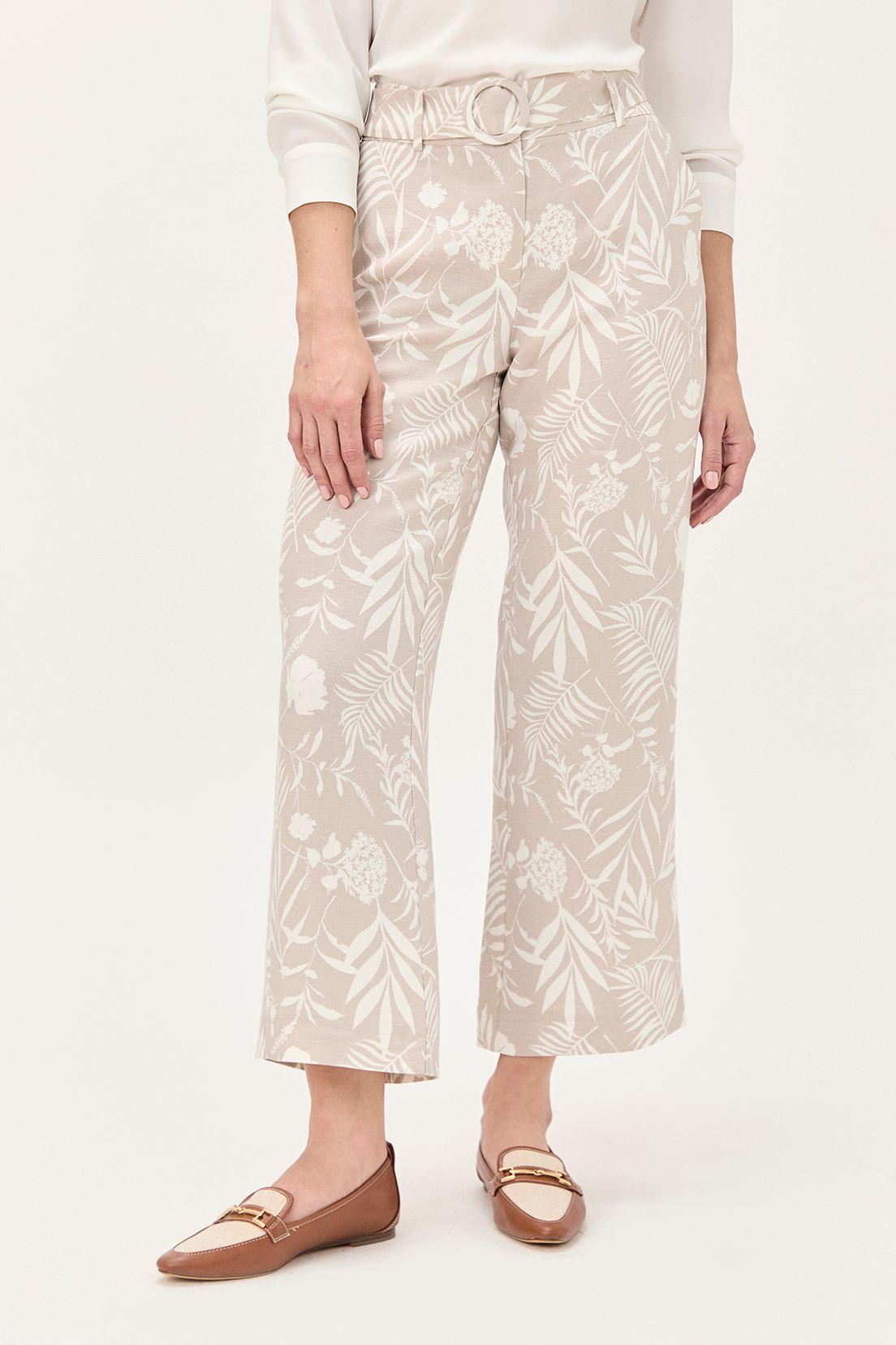 Pantalon Lino Estampado Beige Ma Griffe 11102224054106-1