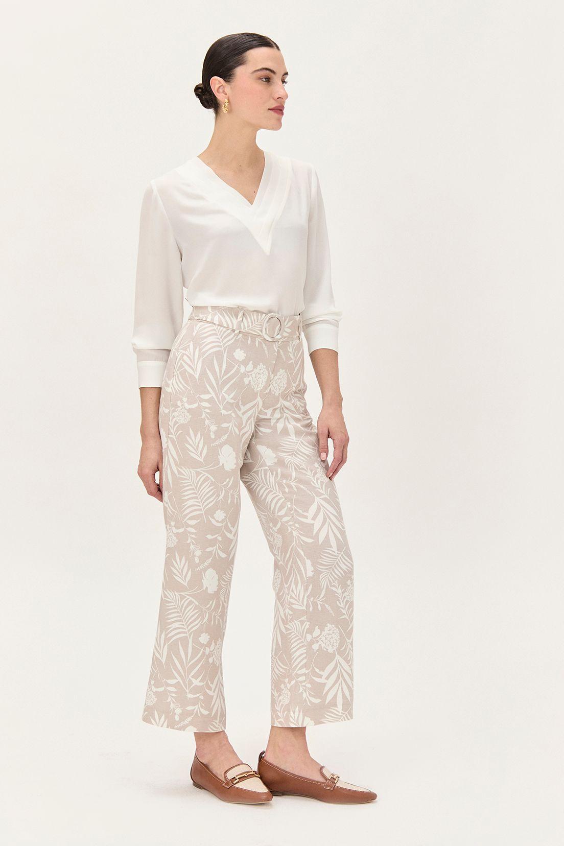 Pantalon Lino Estampado Beige Ma Griffe 11102224054106-2