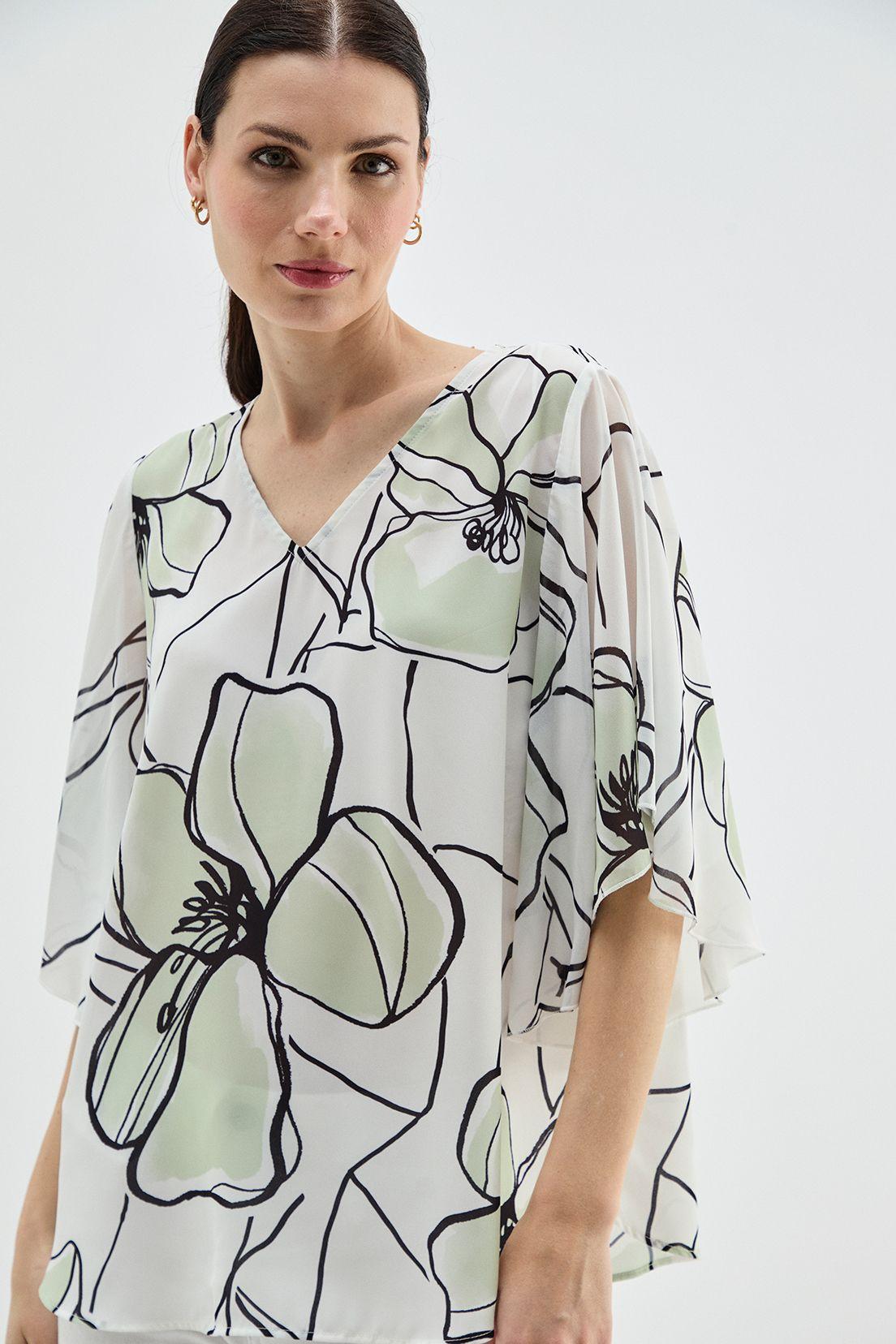 Blusa Tipo Capa Estampada Verde Ma Griffe 14102224066117-0