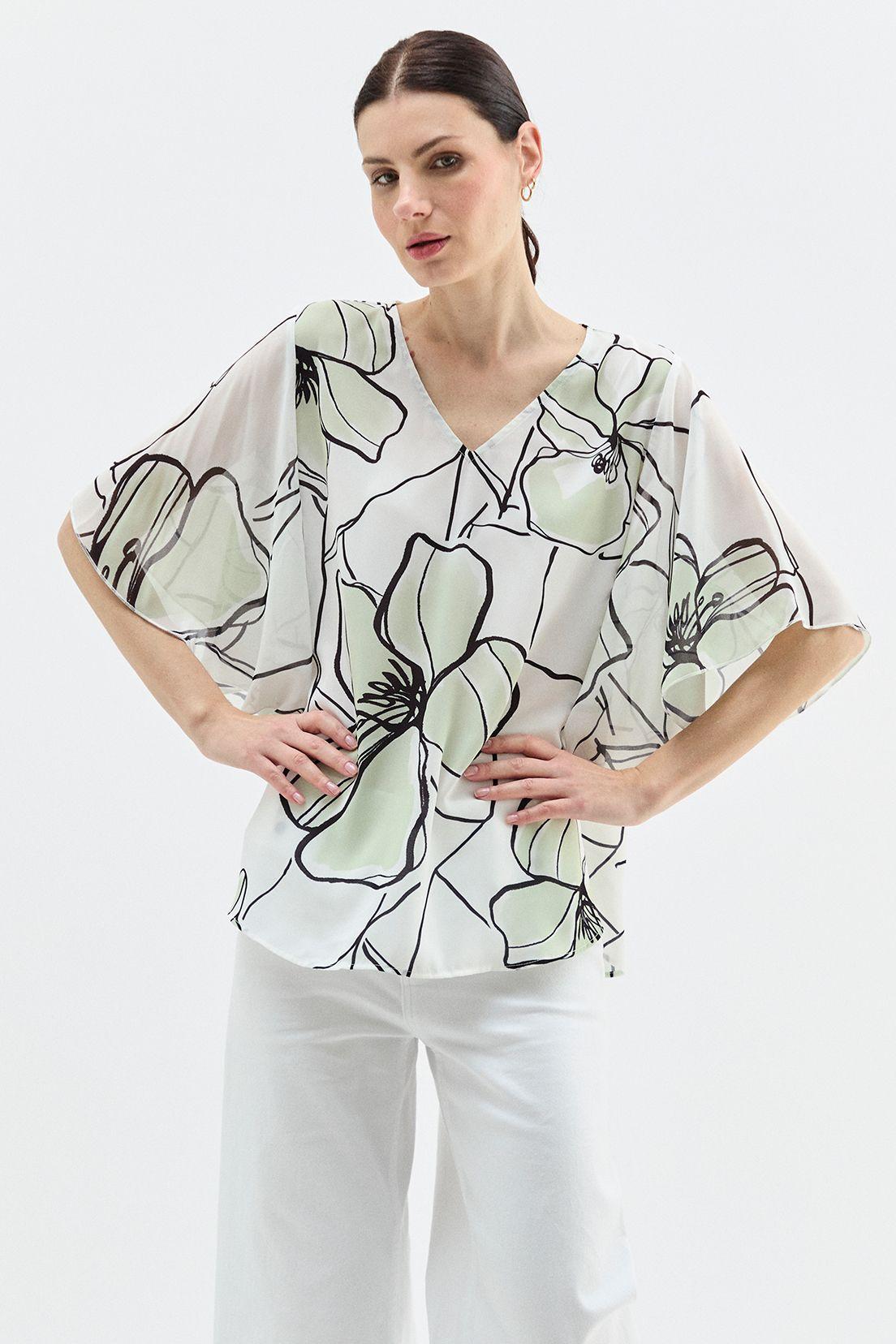 Blusa Tipo Capa Estampada Verde Ma Griffe 14102224066117-1