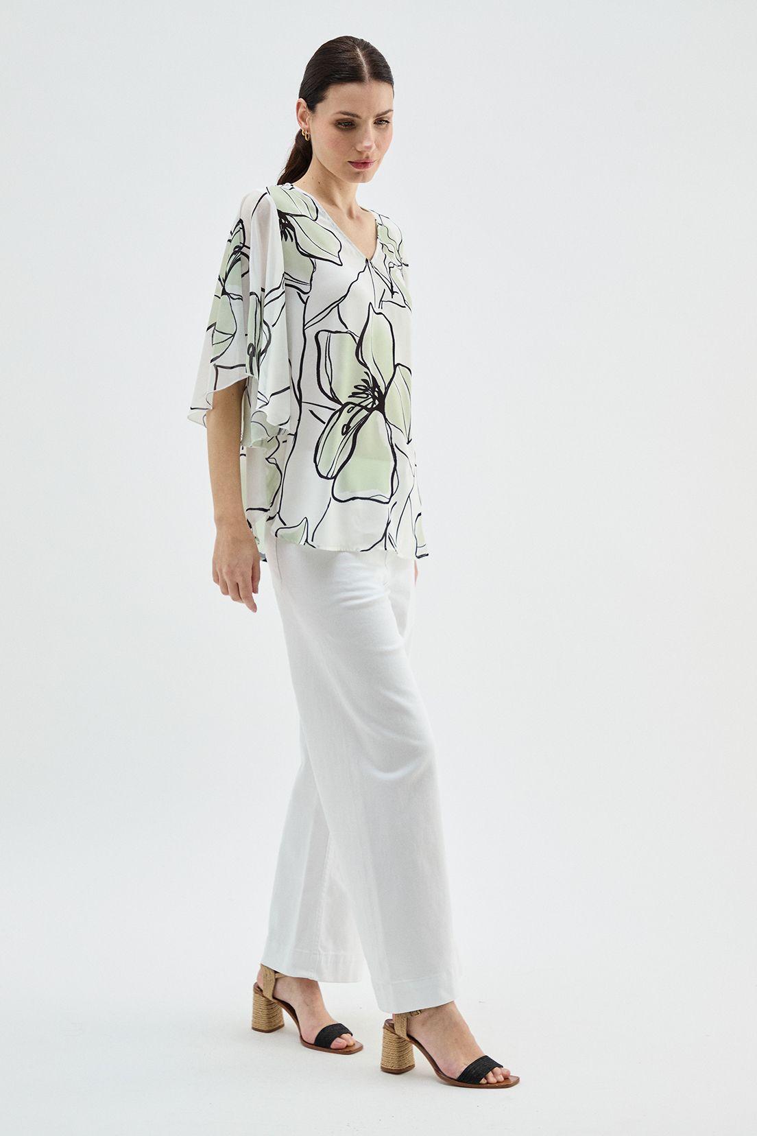 Blusa Tipo Capa Estampada Verde Ma Griffe 14102224066117-2